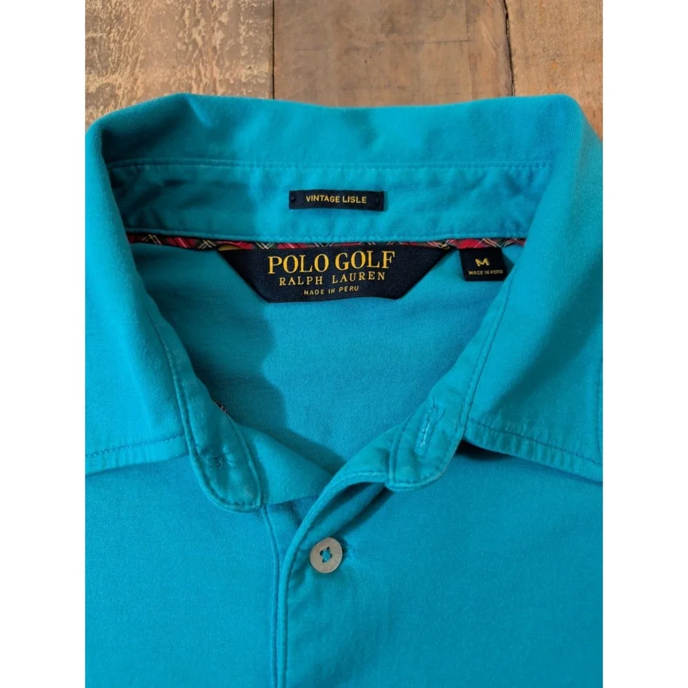 Ralph Lauren Shirt Mens Medium Blue Polo Golf Vintage Lisle 100% Pima Cotton